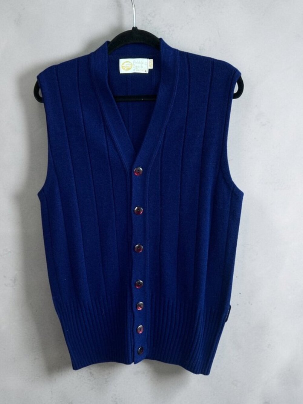 Vintage Pebble Beach of California Men's Dad Cardigan Sweater Vest Size Large